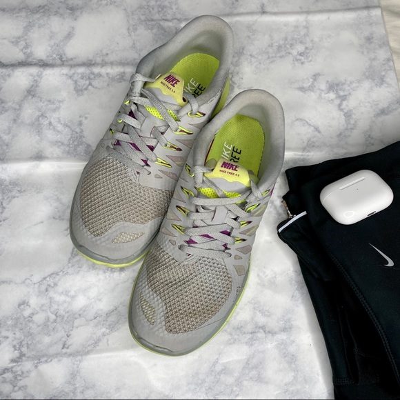 Nike Free RN 5.0 Gray w/ Neon running shoe - Picture 2 of 9